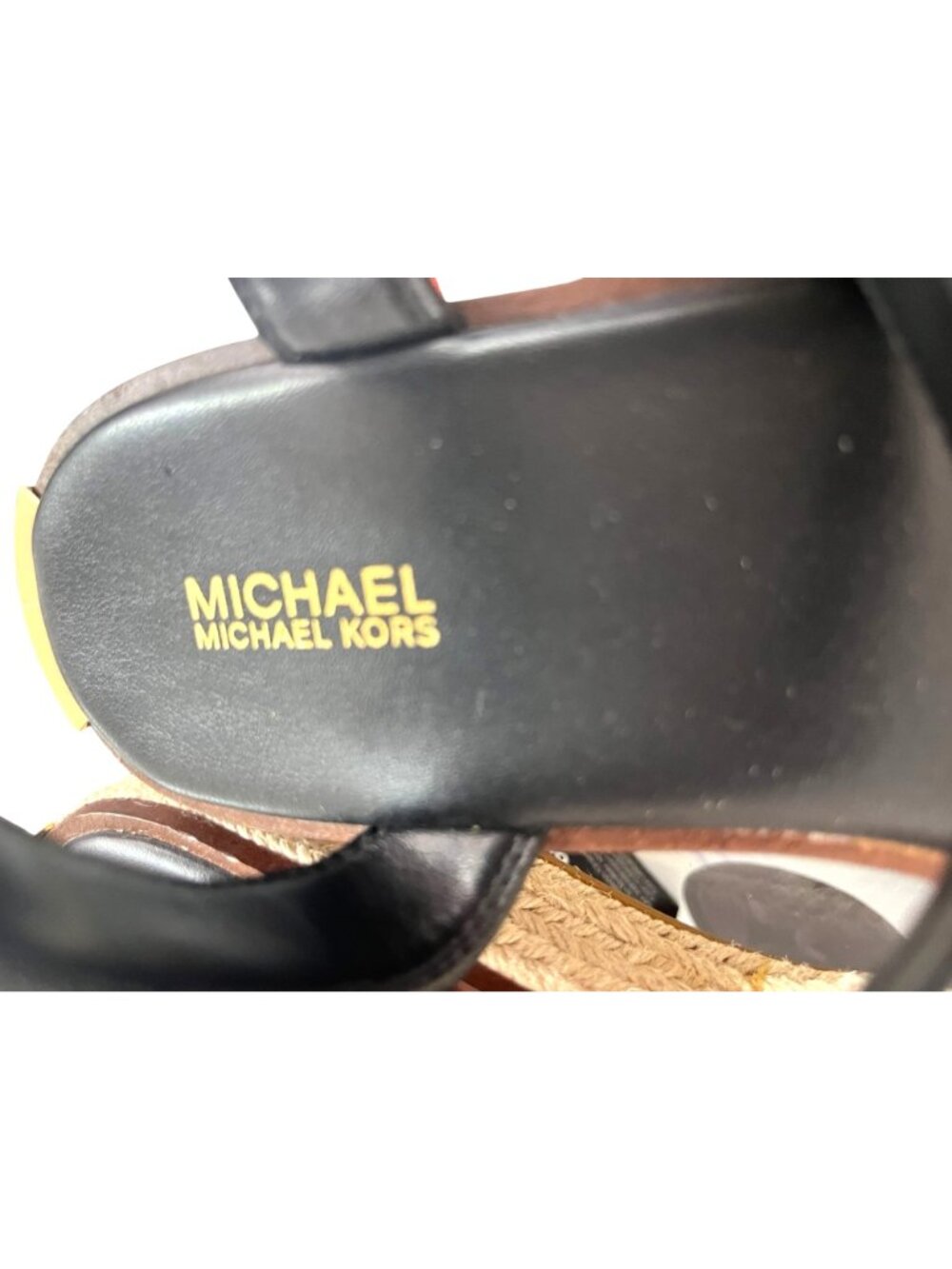 Michael Kors Richie Platform Espadrille Sandals Black Leather Size 7 NWOB - Picture 5 of 8